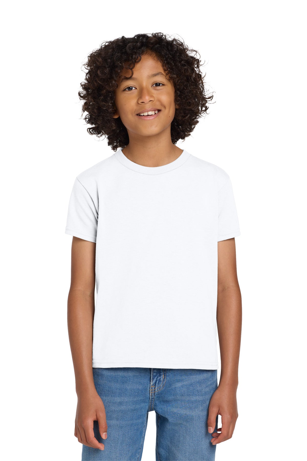 Custom White Youth DryBlend 50 Cotton/50 Poly Tee 8000B, personalized by SanCanDo Swag in Argyle, TX