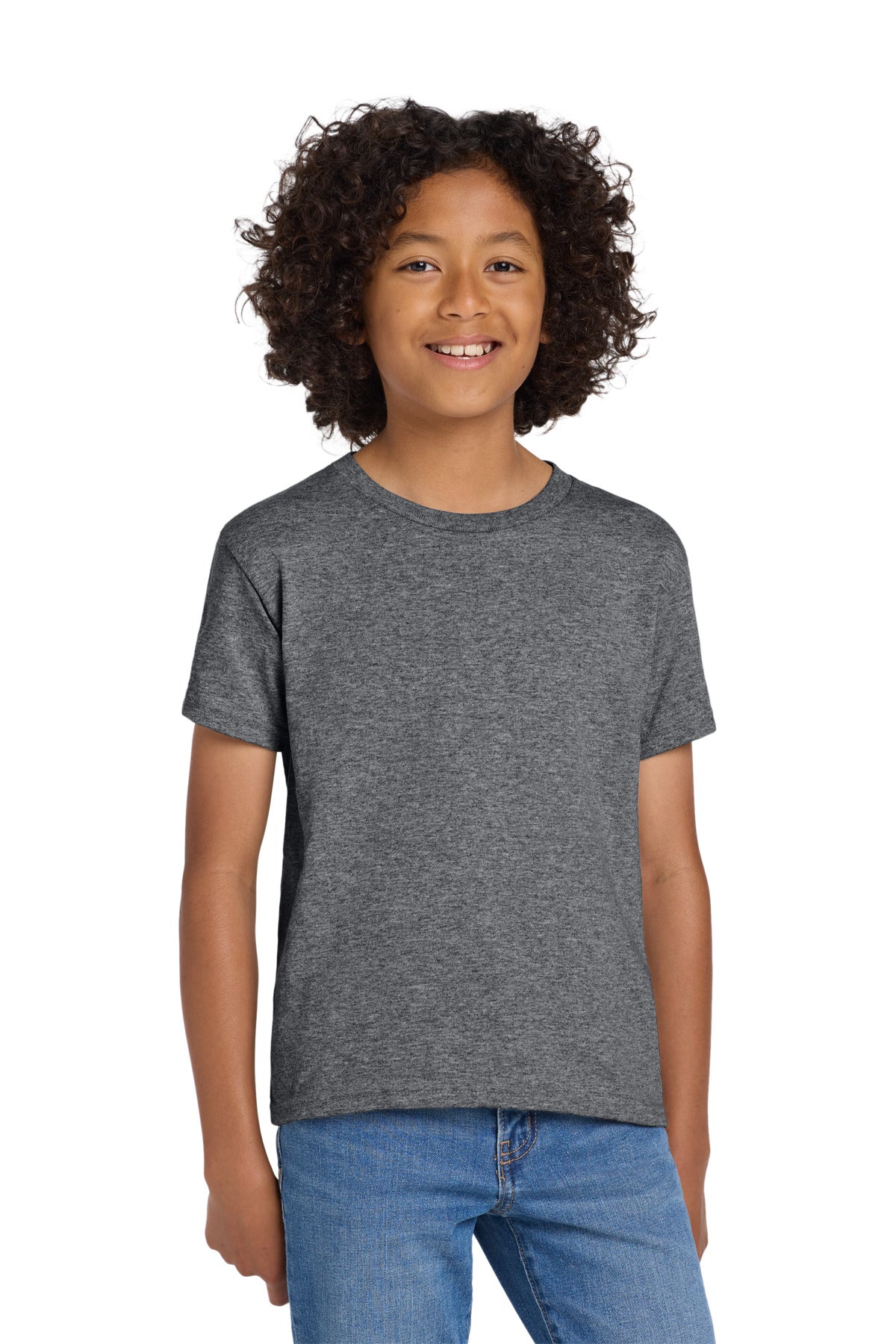 Custom Graphite Heather Youth DryBlend 50 Cotton/50 Poly Tee 8000B, personalized by SanCanDo Swag in Argyle, TX