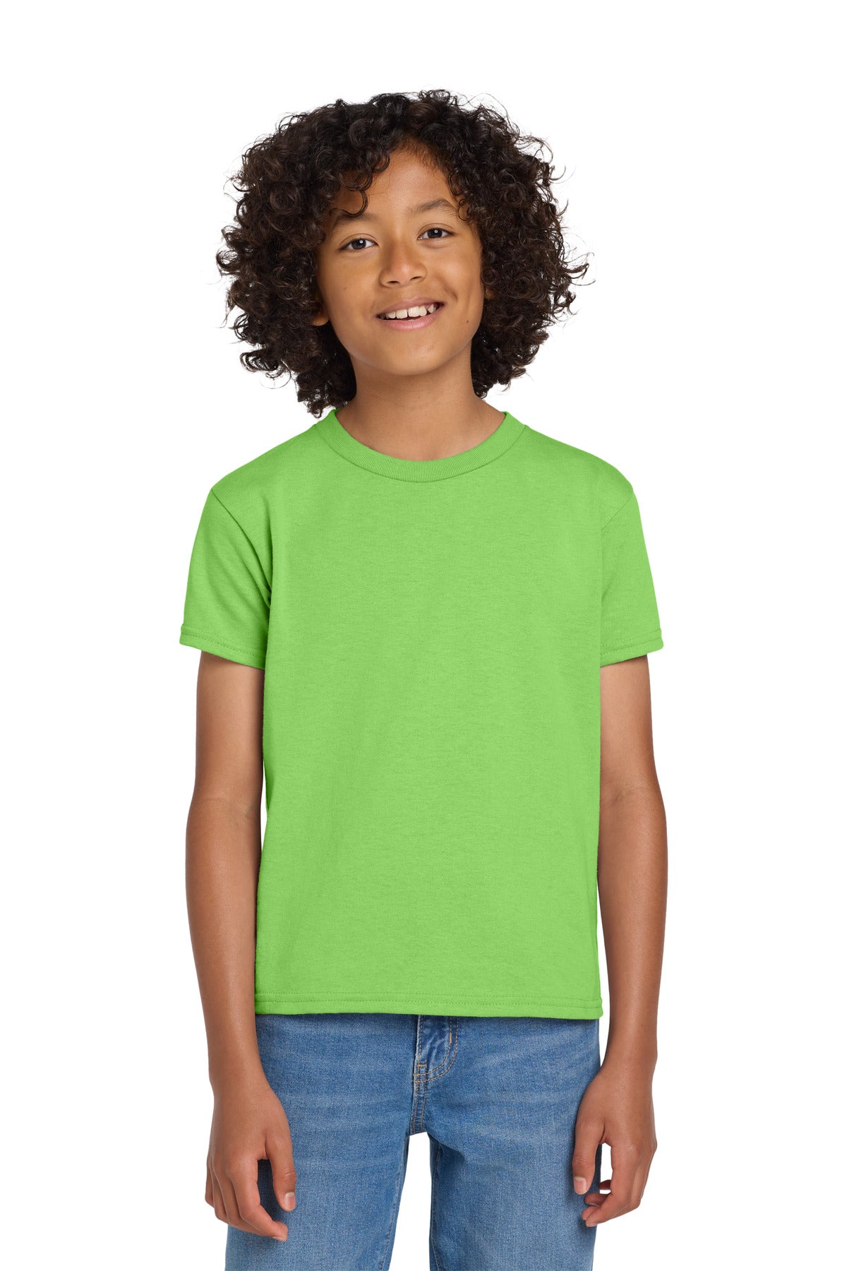 Custom Lime Youth DryBlend 50 Cotton/50 Poly Tee 8000B, personalized by SanCanDo Swag in Argyle, TX