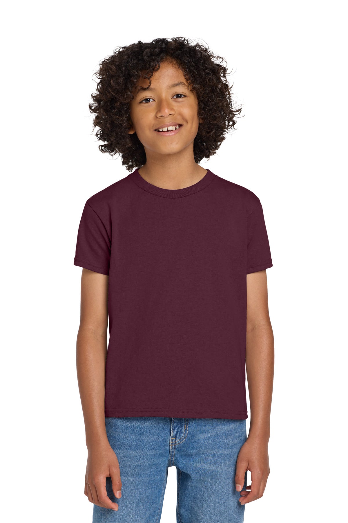 Custom Maroon Youth DryBlend 50 Cotton/50 Poly Tee 8000B, personalized by SanCanDo Swag in Argyle, TX