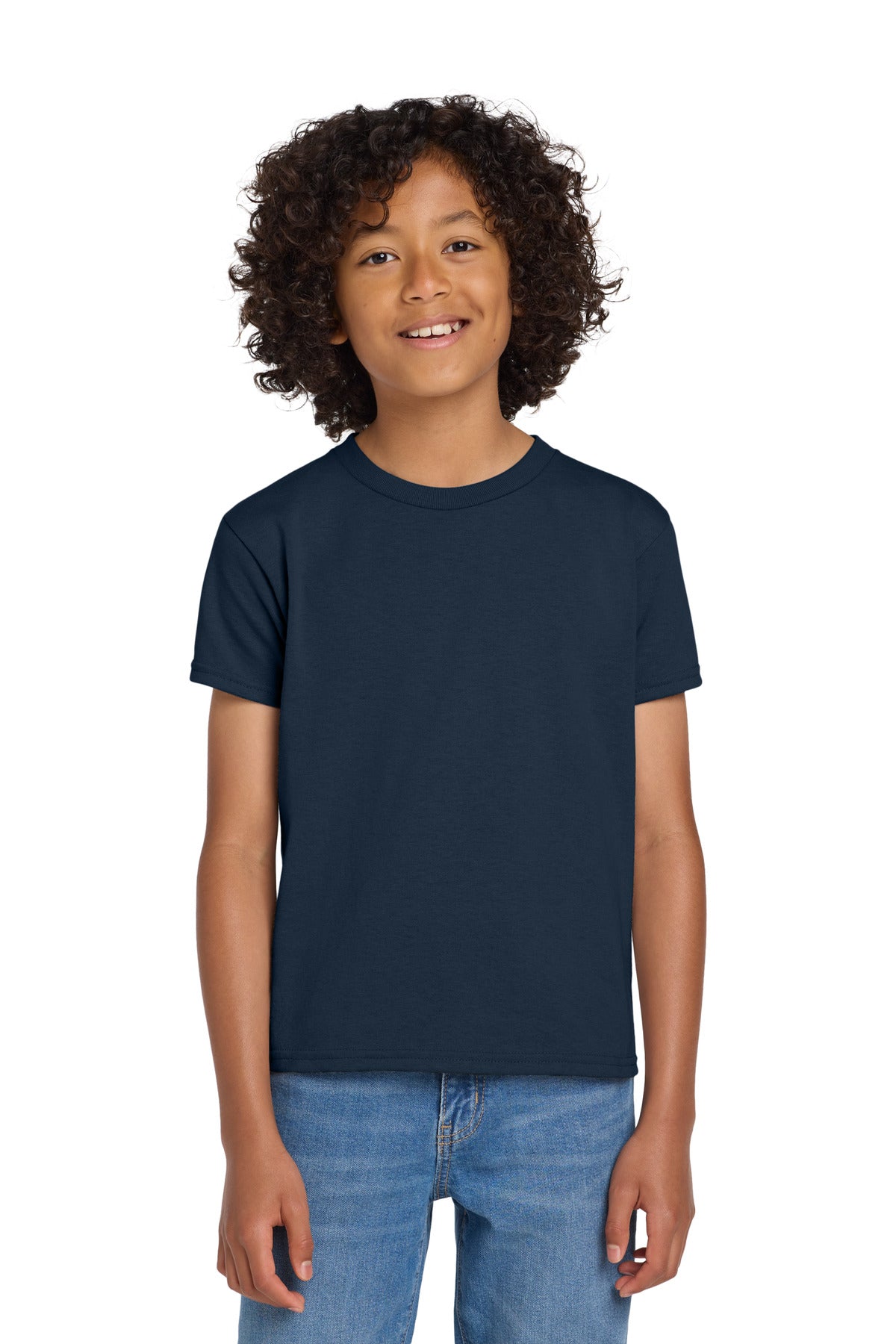 Custom Navy Youth DryBlend 50 Cotton/50 Poly Tee 8000B, personalized by SanCanDo Swag in Argyle, TX
