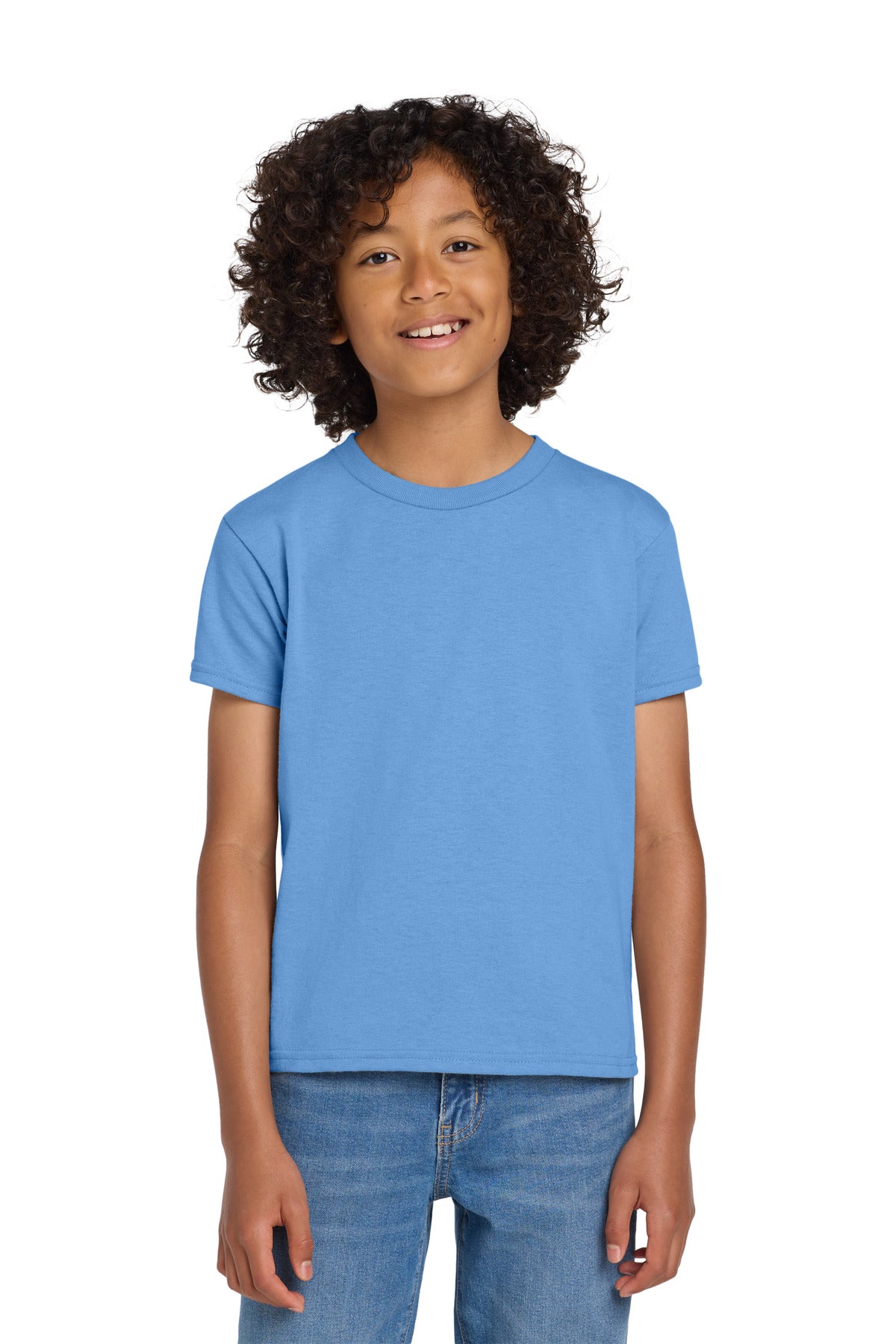 Custom Carolina Blue Youth DryBlend 50 Cotton/50 Poly Tee 8000B, personalized by SanCanDo Swag in Argyle, TX