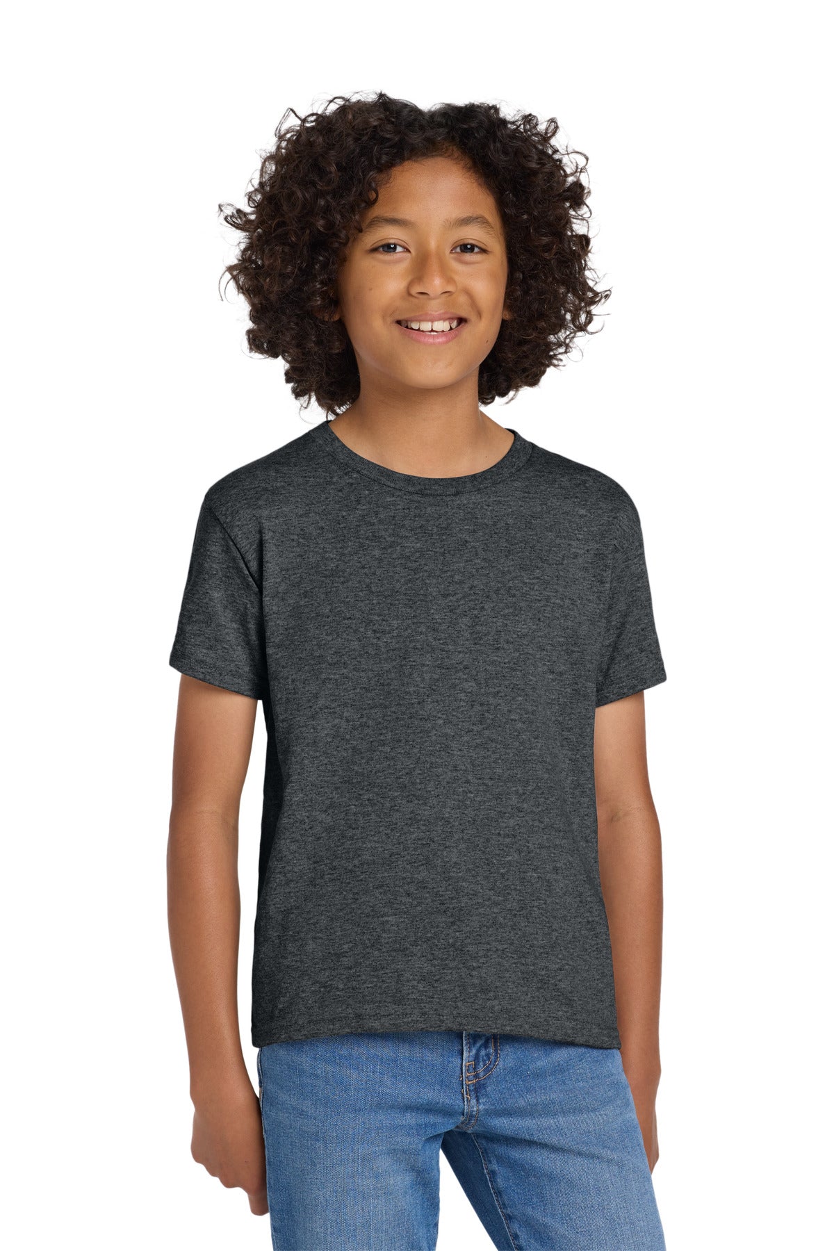 Custom Dark Heather Youth DryBlend 50 Cotton/50 Poly Tee 8000B, personalized by SanCanDo Swag in Argyle, TX