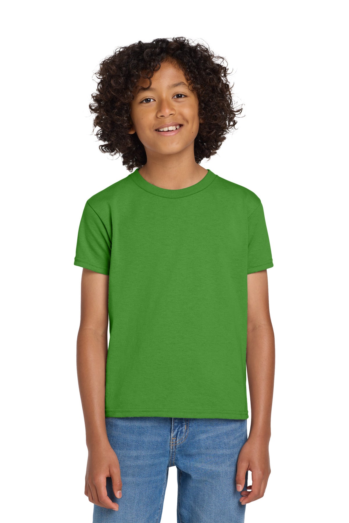 Custom Electric Green Youth DryBlend 50 Cotton/50 Poly Tee 8000B, personalized by SanCanDo Swag in Argyle, TX