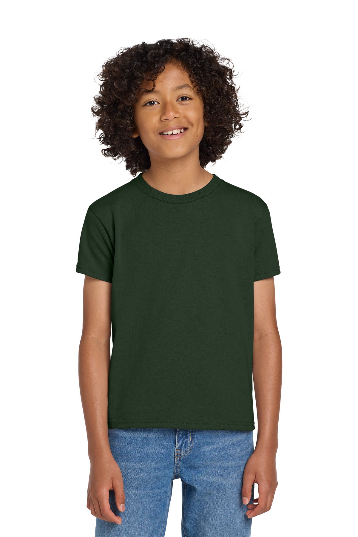 Custom Forest Green Youth DryBlend 50 Cotton/50 Poly Tee 8000B, personalized by SanCanDo Swag in Argyle, TX