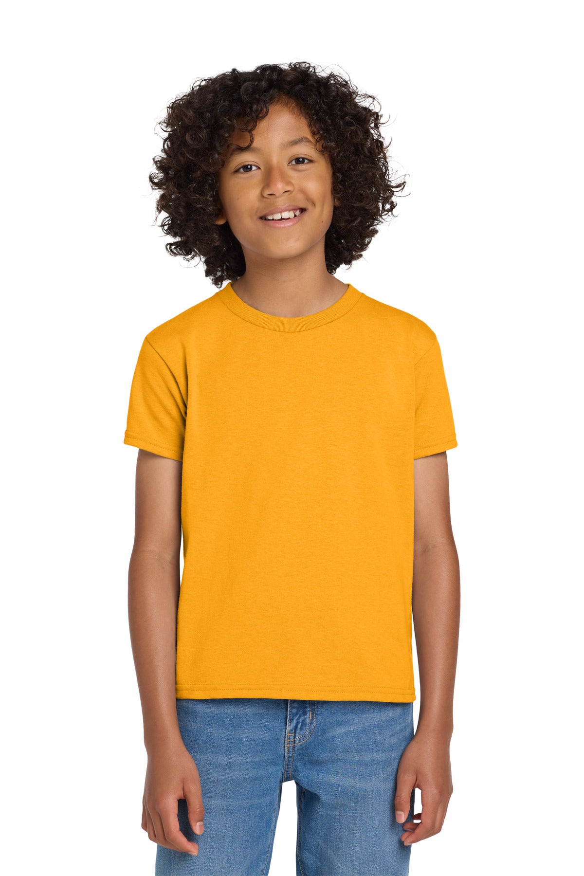 Custom Gold Youth DryBlend 50 Cotton/50 Poly Tee 8000B, personalized by SanCanDo Swag in Argyle, TX