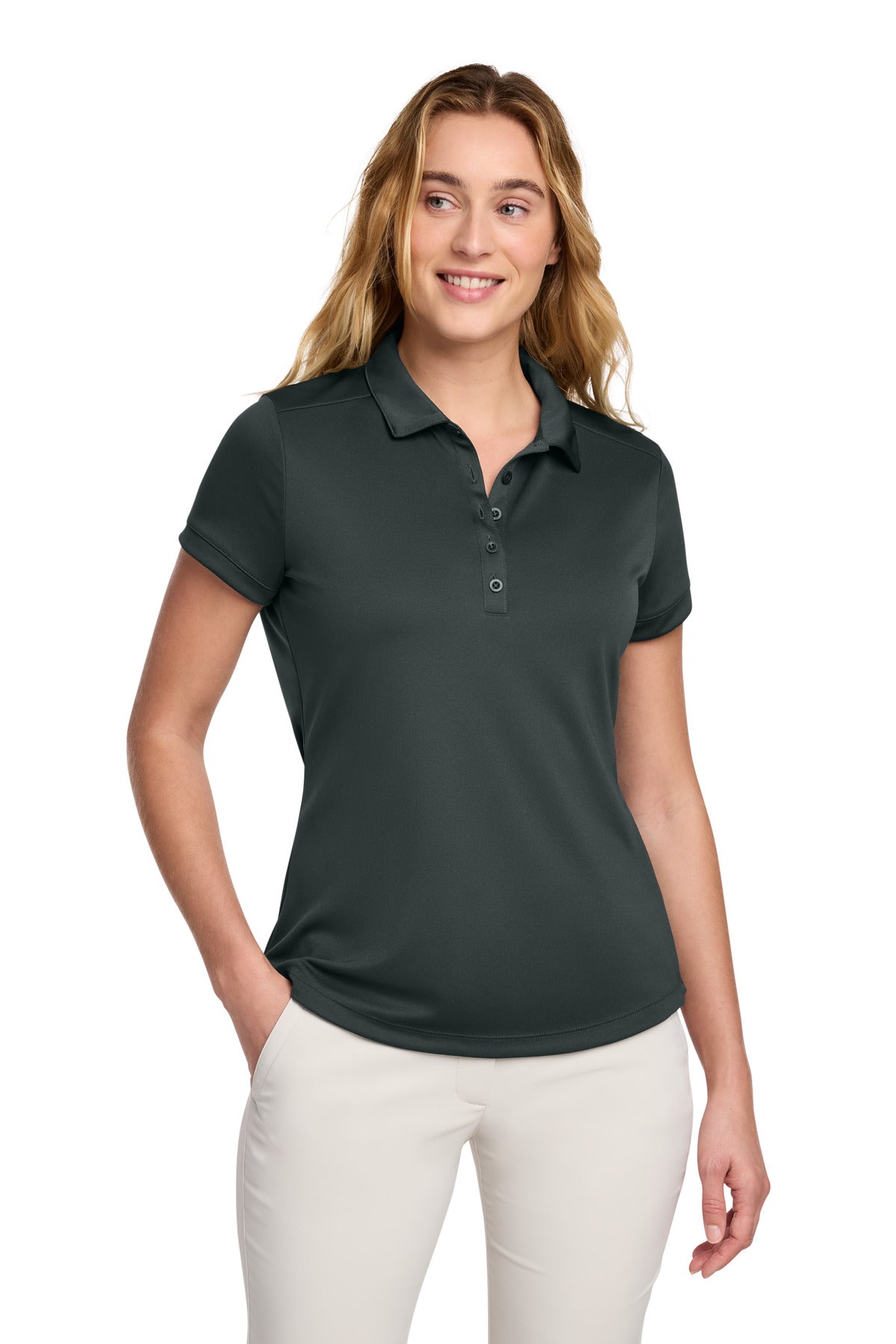 Custom Anthracite Women's Dri-FIT Players Modern Fit Polo 811807, personalized by SanCanDo Swag in Argyle, TX