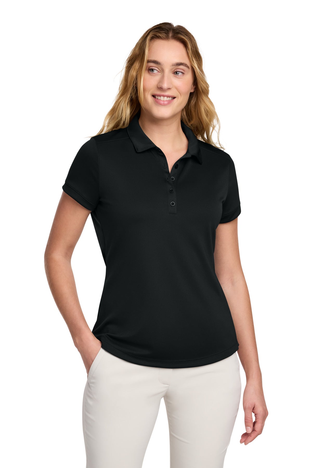 Custom Black Women's Dri-FIT Players Modern Fit Polo 811807, personalized by SanCanDo Swag in Argyle, TX