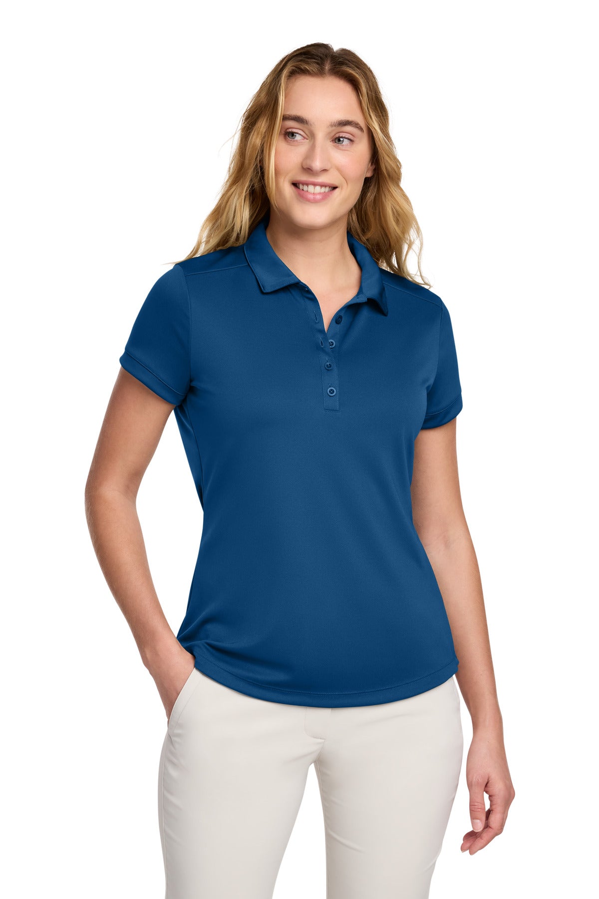 Custom Gym Blue Women's Dri-FIT Players Modern Fit Polo 811807, personalized by SanCanDo Swag in Argyle, TX