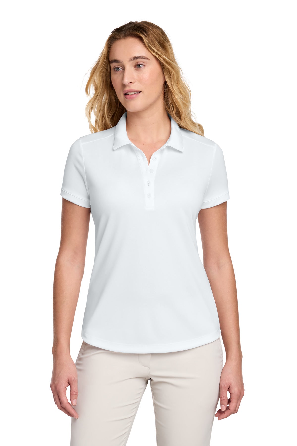 Custom White Women's Dri-FIT Players Modern Fit Polo 811807, personalized by SanCanDo Swag in Argyle, TX