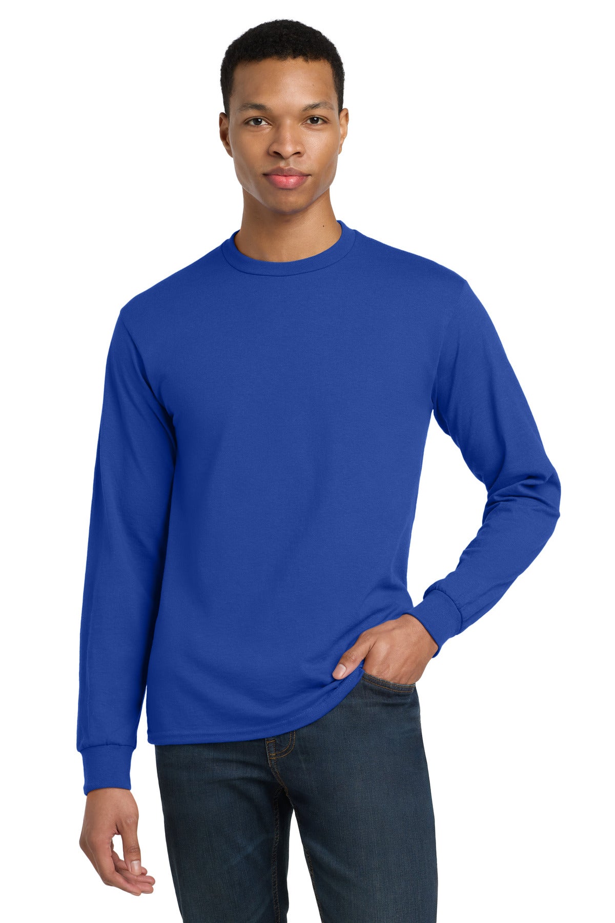 Custom Royal DryBlend 50 Cotton/50 Poly Long Sleeve Tee 8400, personalized by SanCanDo Swag in Argyle, TX