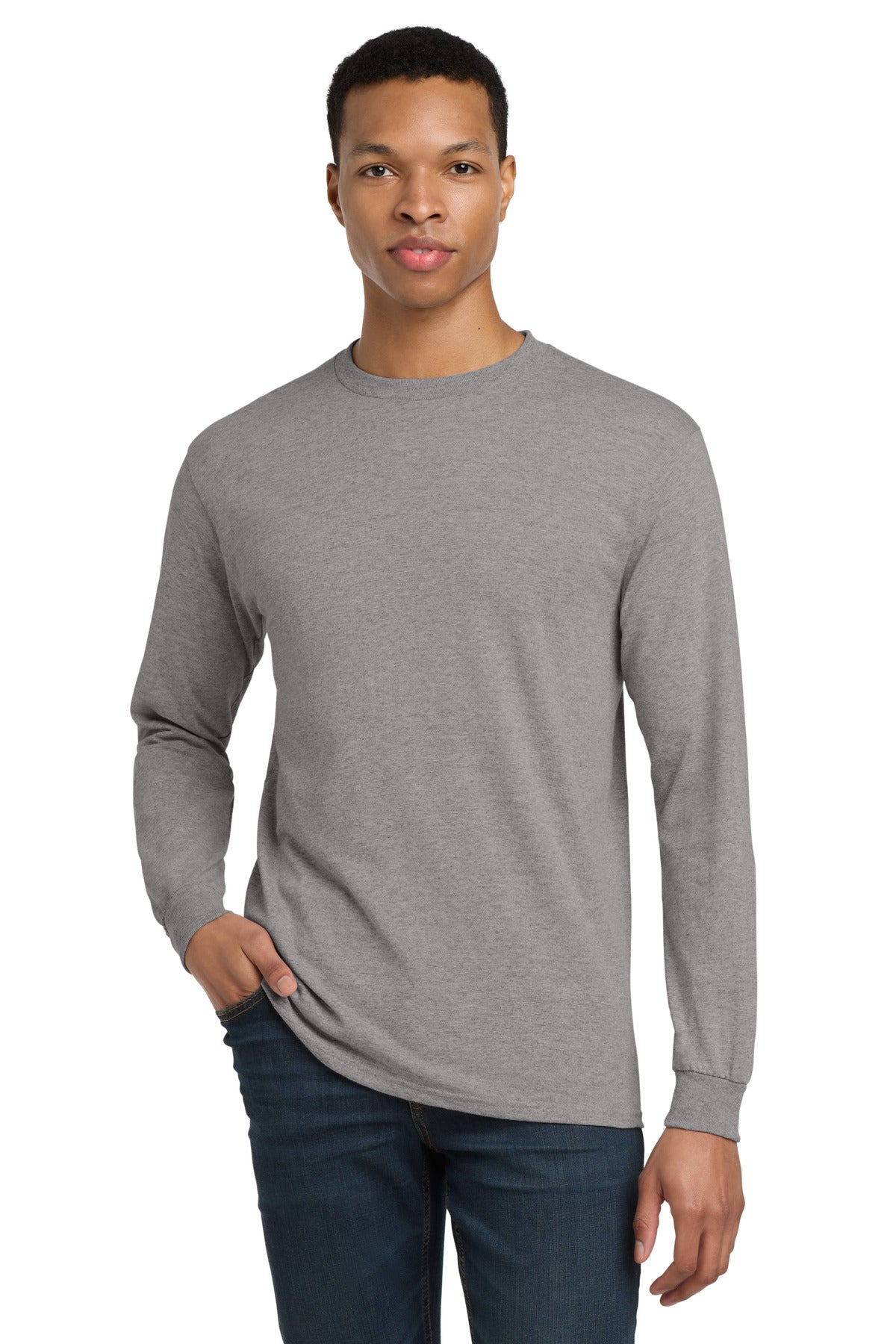 Custom Sport Grey DryBlend 50 Cotton/50 Poly Long Sleeve Tee 8400, personalized by SanCanDo Swag in Argyle, TX