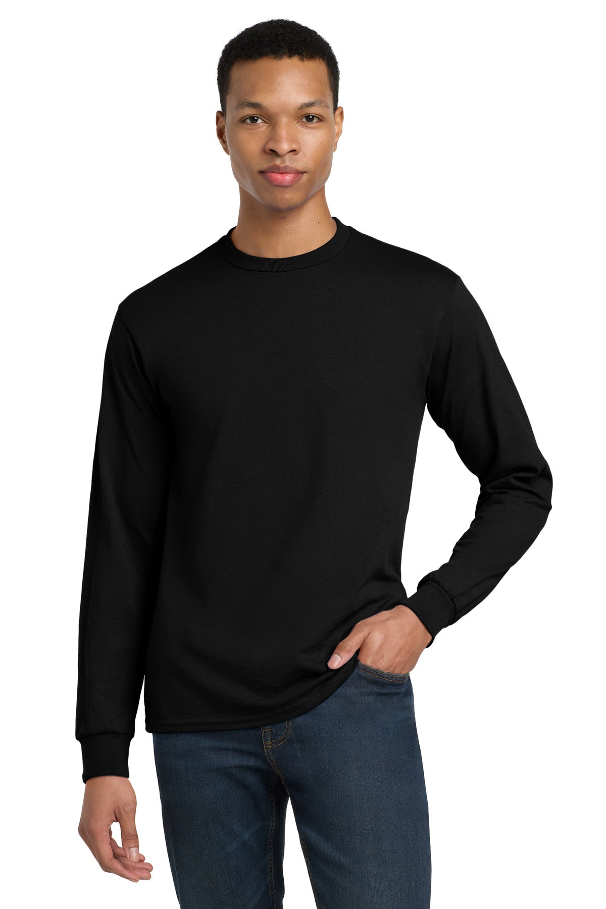 Custom Black DryBlend 50 Cotton/50 Poly Long Sleeve Tee 8400, personalized by SanCanDo Swag in Argyle, TX