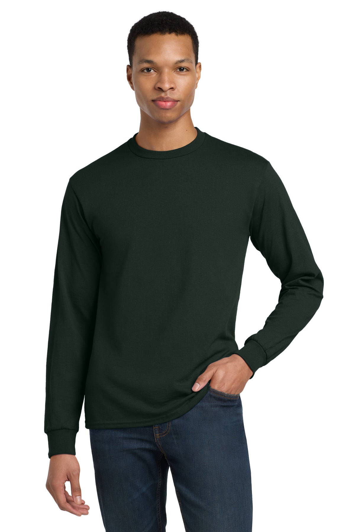 Custom Forest Green DryBlend 50 Cotton/50 Poly Long Sleeve Tee 8400, personalized by SanCanDo Swag in Argyle, TX
