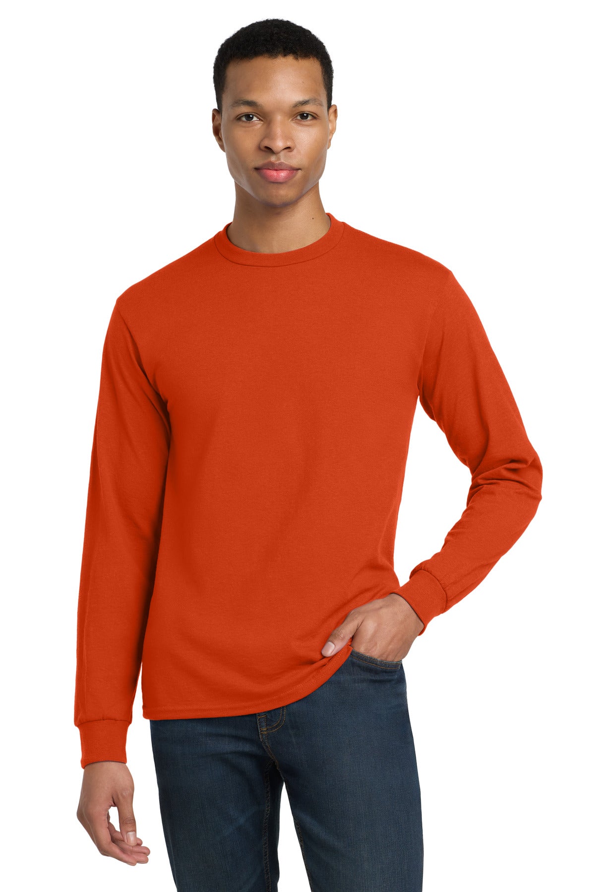 Custom Orange DryBlend 50 Cotton/50 Poly Long Sleeve Tee 8400, personalized by SanCanDo Swag in Argyle, TX