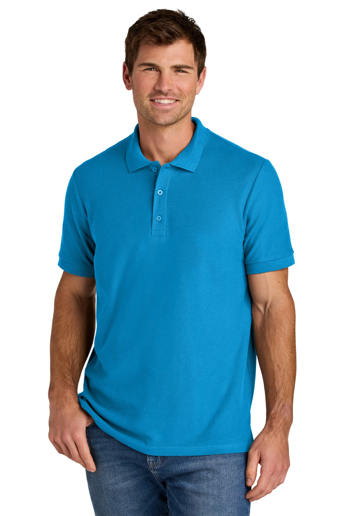 Custom Sapphire Hammer Pique Polo 85800, personalized by SanCanDo Swag in Argyle, TX