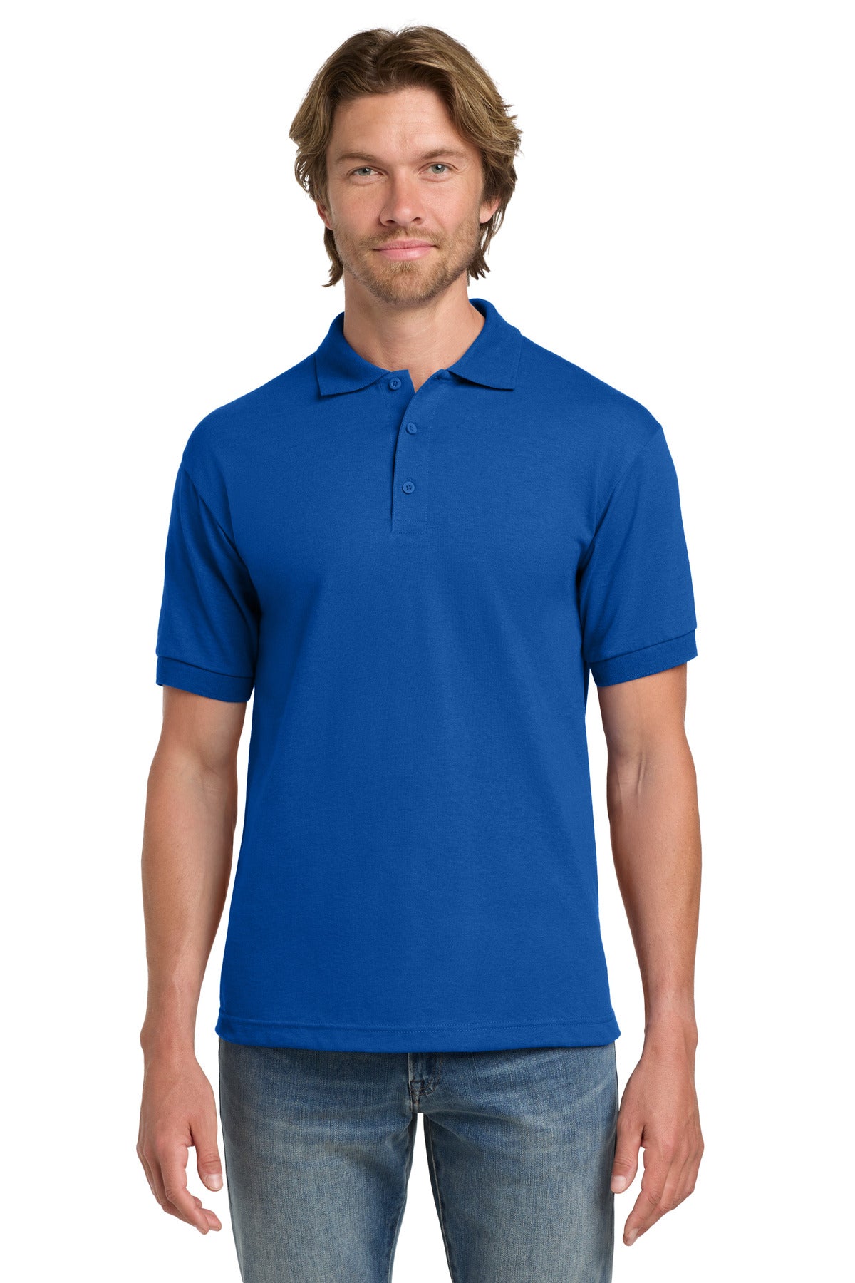 Custom Royal DryBlend 6-Ounce Jersey Knit Sport Shirt 8800, personalized by SanCanDo Swag in Argyle, TX