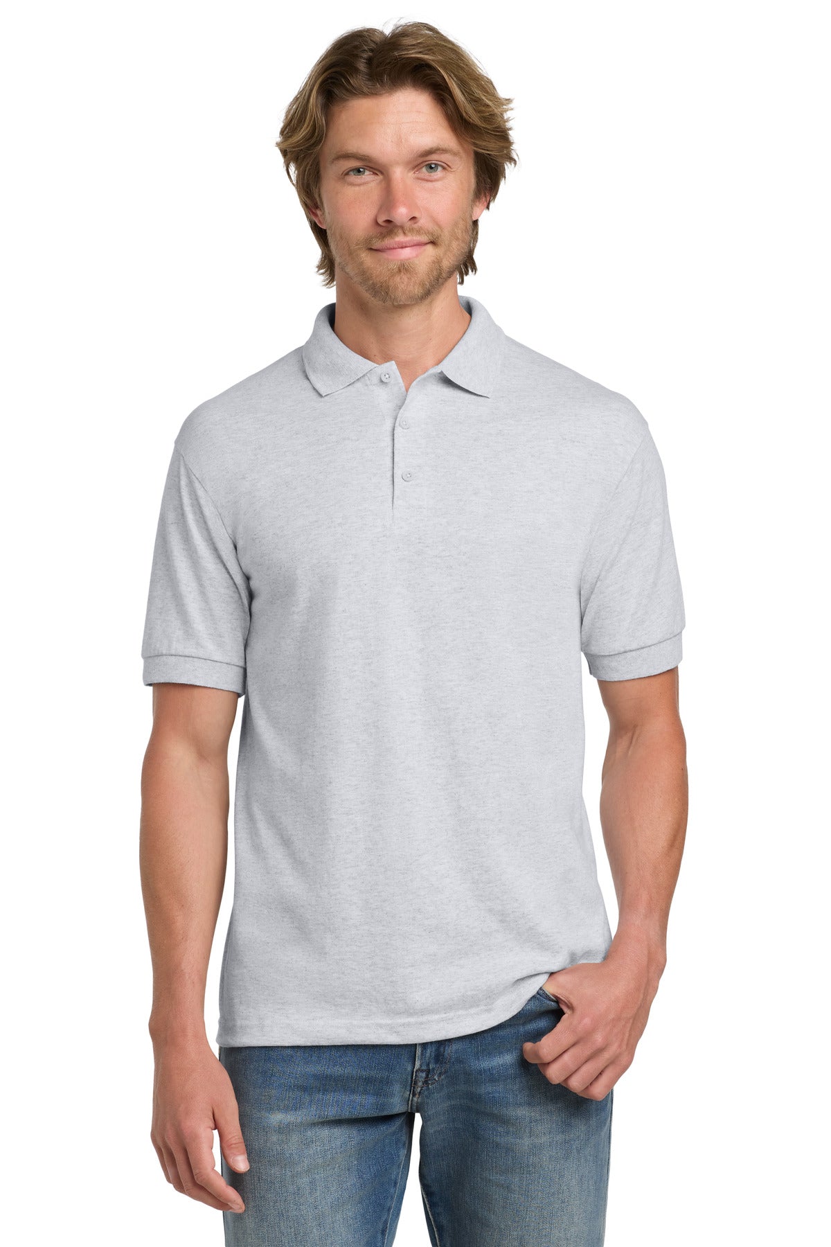 Custom Ash DryBlend 6-Ounce Jersey Knit Sport Shirt 8800, personalized by SanCanDo Swag in Argyle, TX