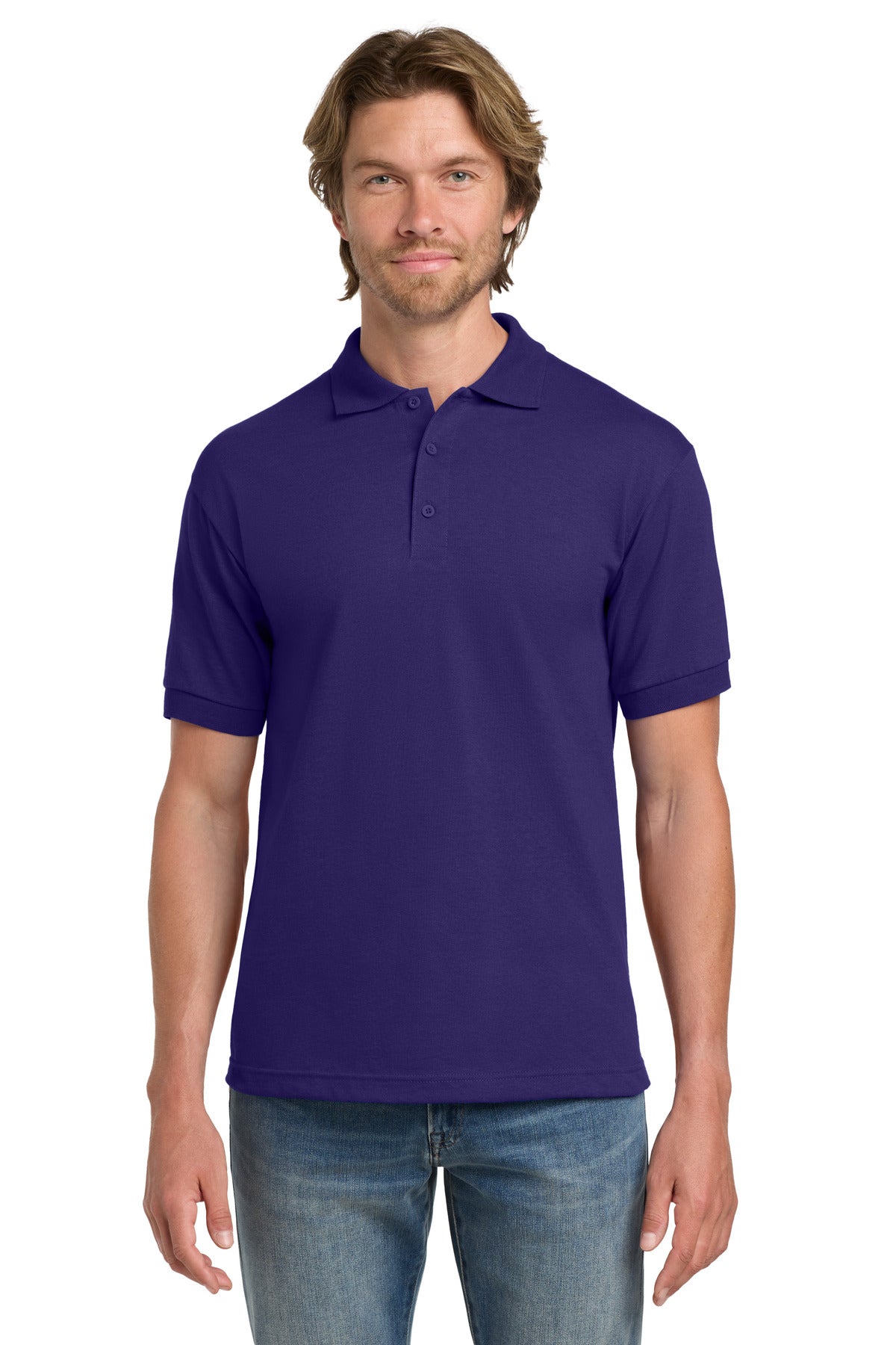 Custom Purple DryBlend 6-Ounce Jersey Knit Sport Shirt 8800, personalized by SanCanDo Swag in Argyle, TX