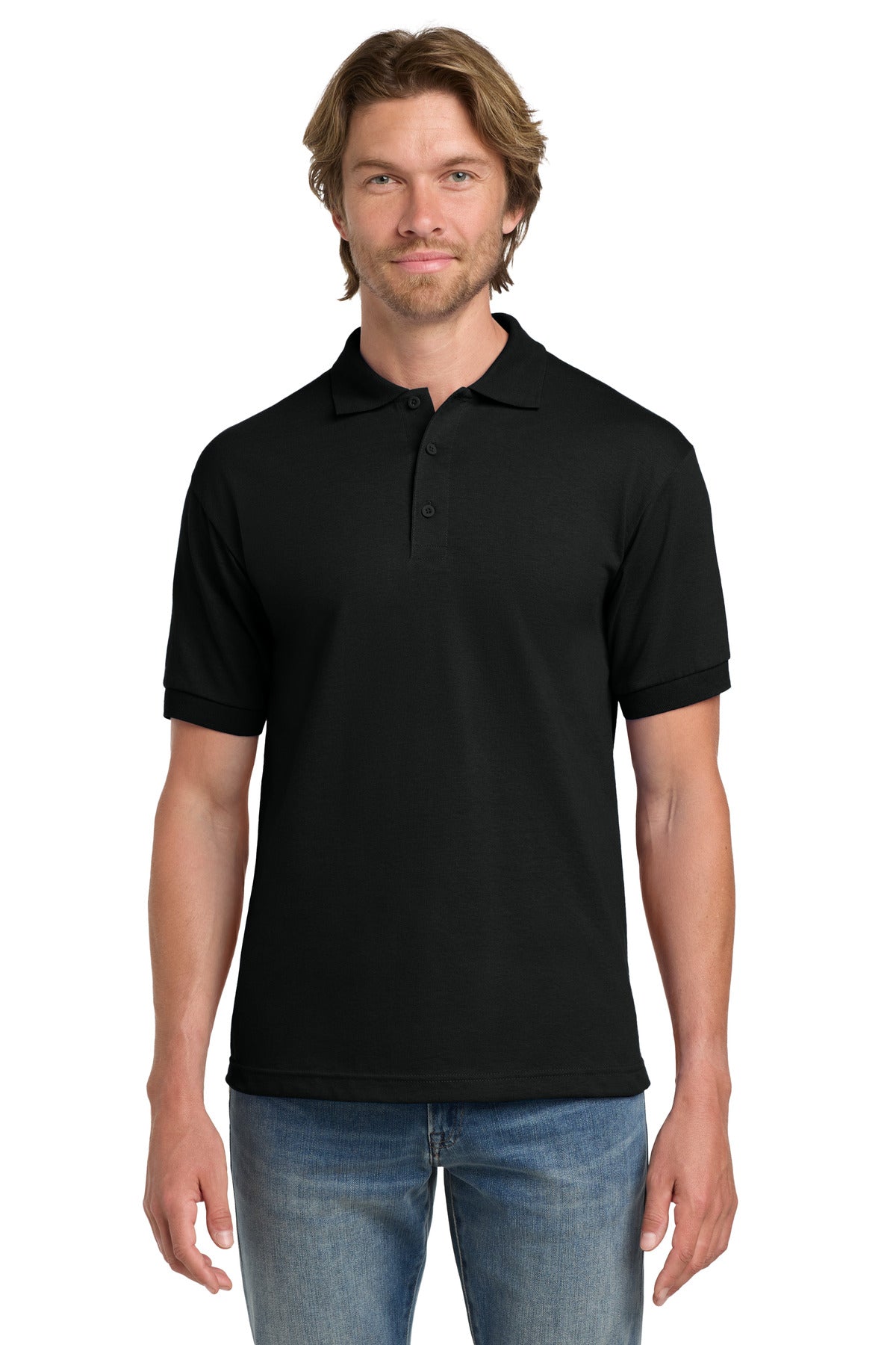 Custom Black DryBlend 6-Ounce Jersey Knit Sport Shirt 8800, personalized by SanCanDo Swag in Argyle, TX