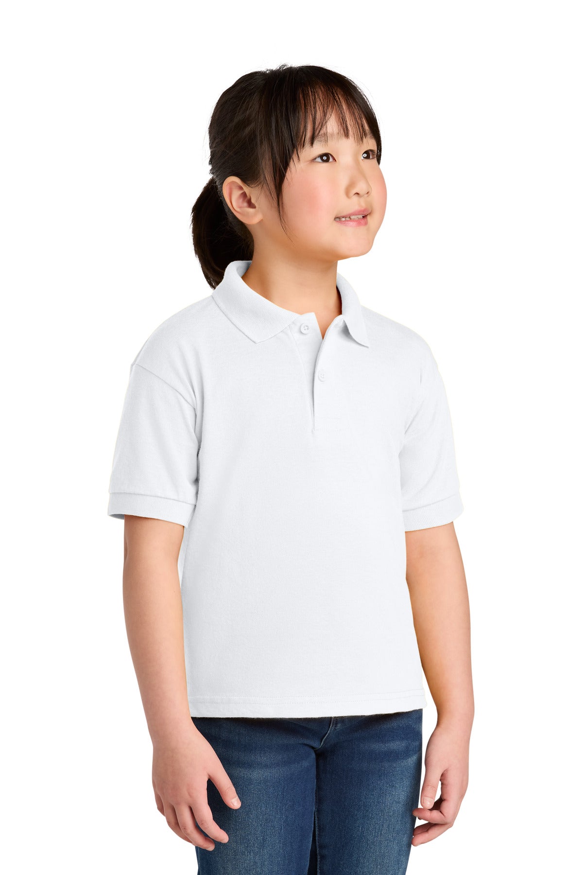Custom White DryBlend 6-Ounce Jersey Knit Sport Shirt 8800B, personalized by SanCanDo Swag in Argyle, TX