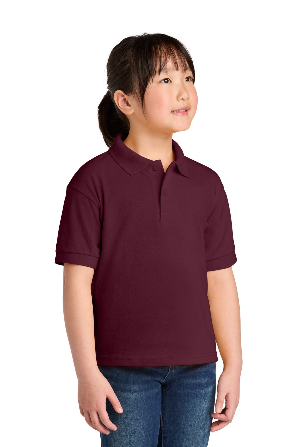 Custom Maroon DryBlend 6-Ounce Jersey Knit Sport Shirt 8800B, personalized by SanCanDo Swag in Argyle, TX