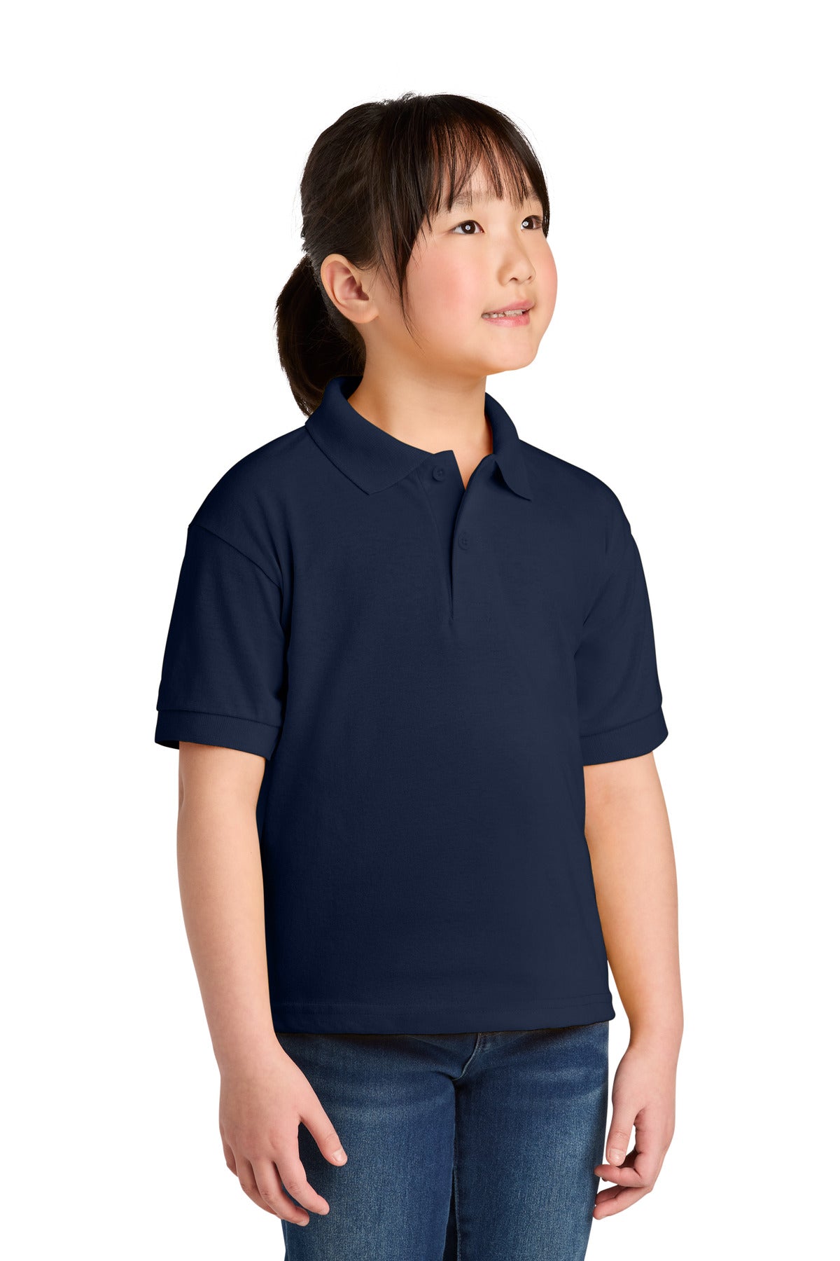 Custom Navy DryBlend 6-Ounce Jersey Knit Sport Shirt 8800B, personalized by SanCanDo Swag in Argyle, TX