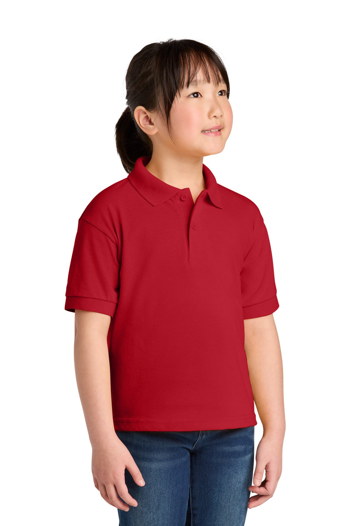 Custom Red DryBlend 6-Ounce Jersey Knit Sport Shirt 8800B, personalized by SanCanDo Swag in Argyle, TX