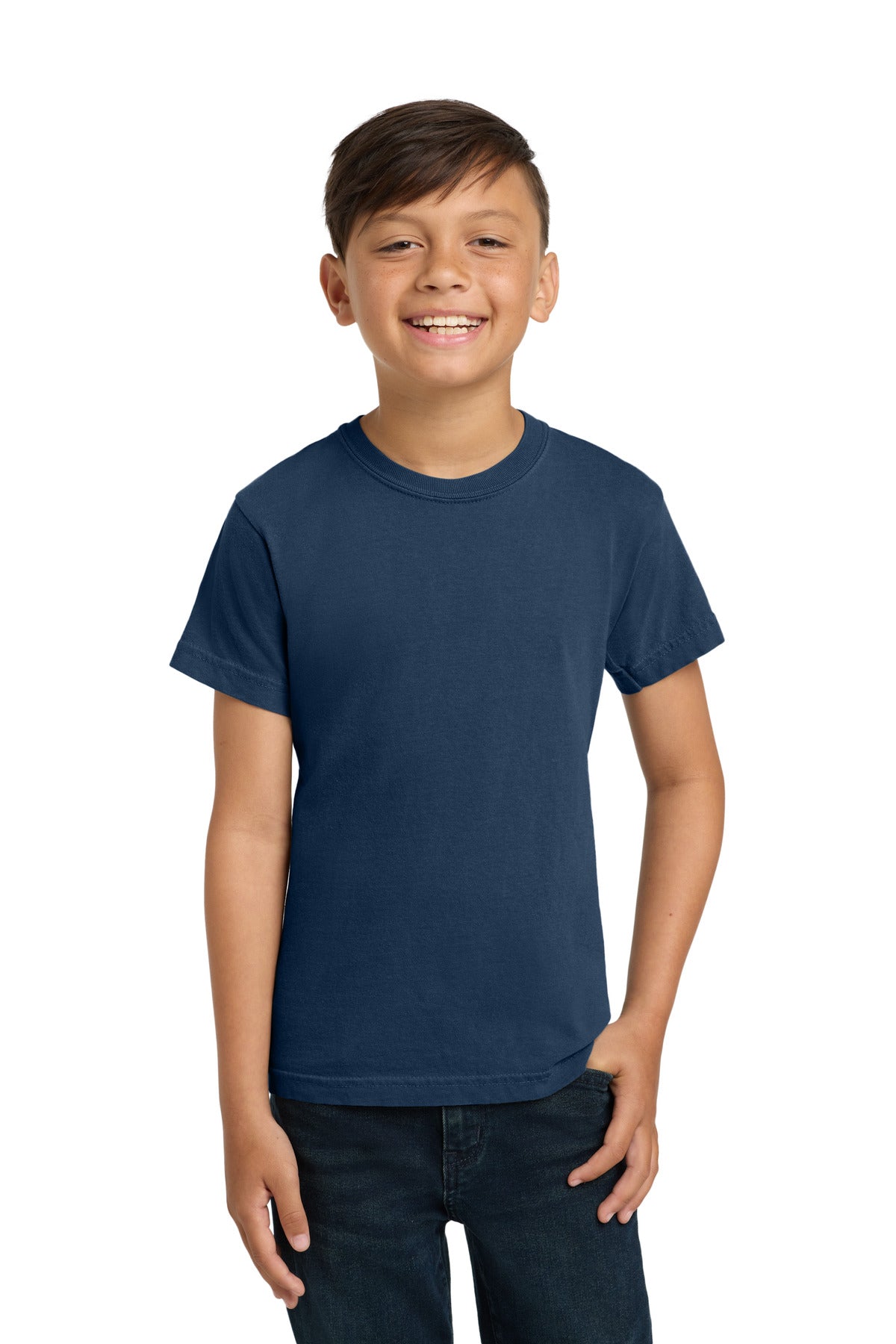 Custom True Navy Youth Heavyweight Tee 9018, personalized by SanCanDo Swag in Argyle, TX