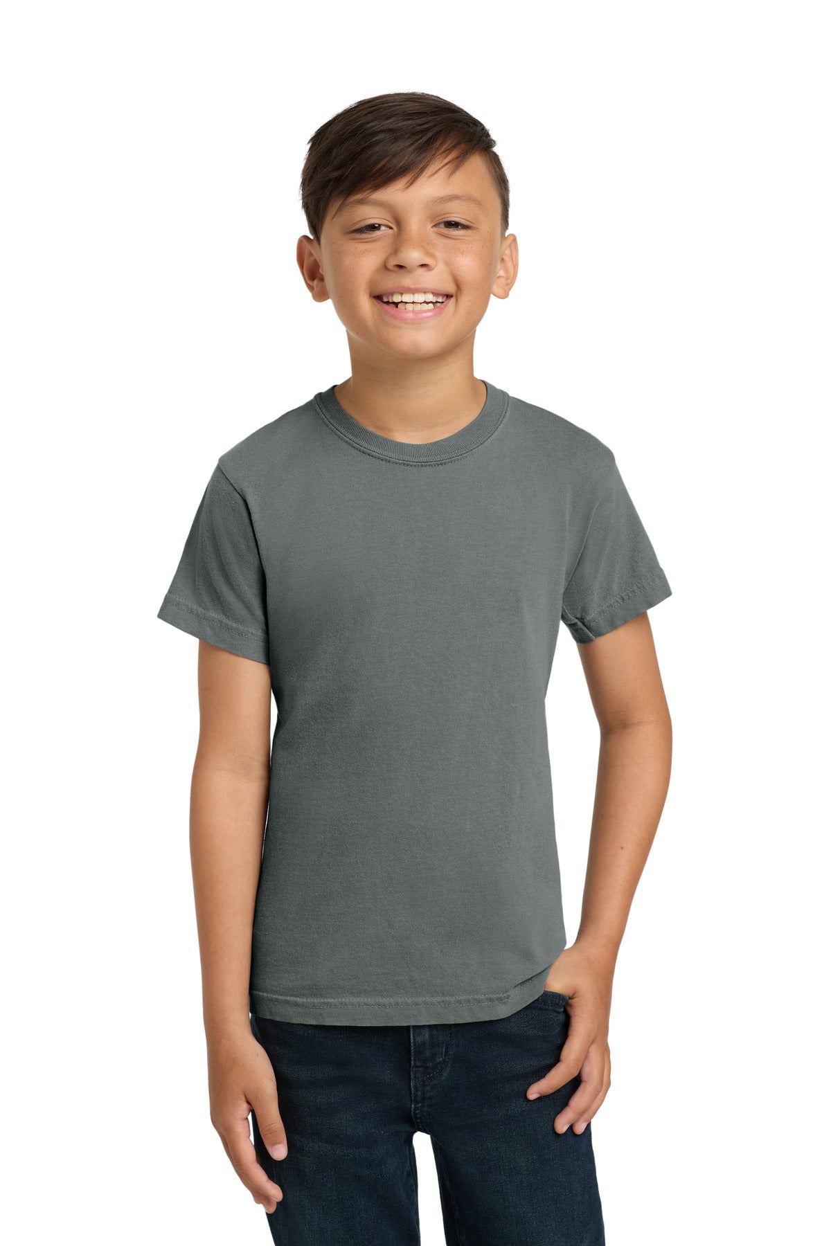 Custom Grey Youth Heavyweight Tee 9018, personalized by SanCanDo Swag in Argyle, TX