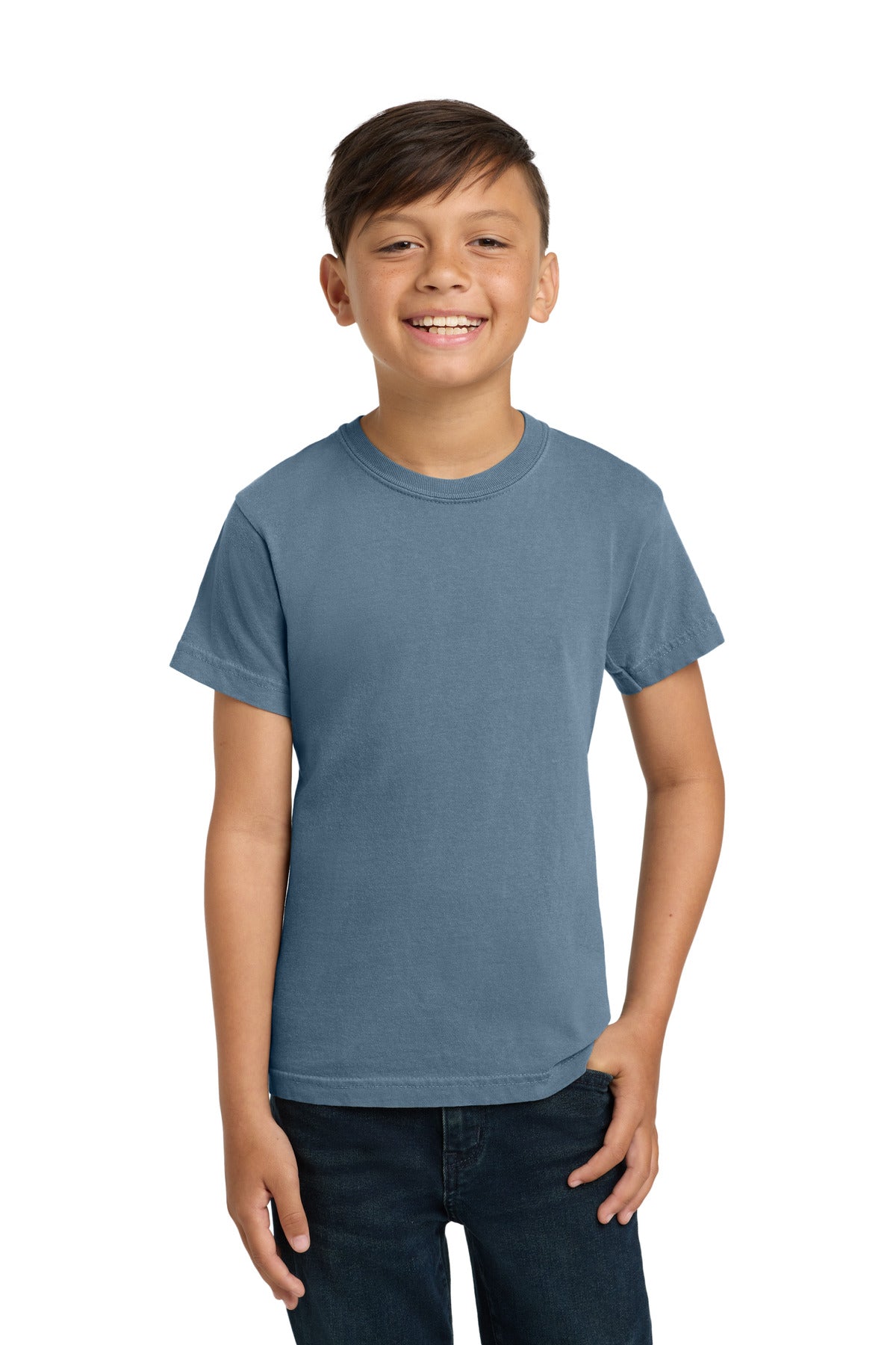Custom Blue Jean Youth Heavyweight Tee 9018, personalized by SanCanDo Swag in Argyle, TX