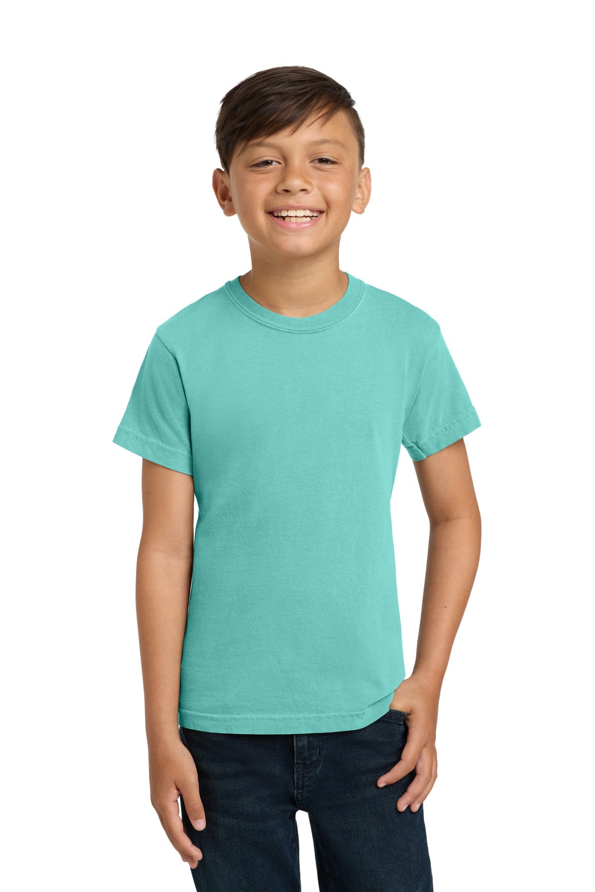 Custom Chalky Mint Youth Heavyweight Tee 9018, personalized by SanCanDo Swag in Argyle, TX
