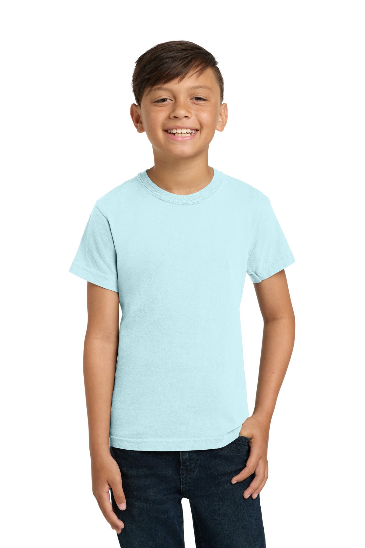 Custom Chambray Youth Heavyweight Tee 9018, personalized by SanCanDo Swag in Argyle, TX
