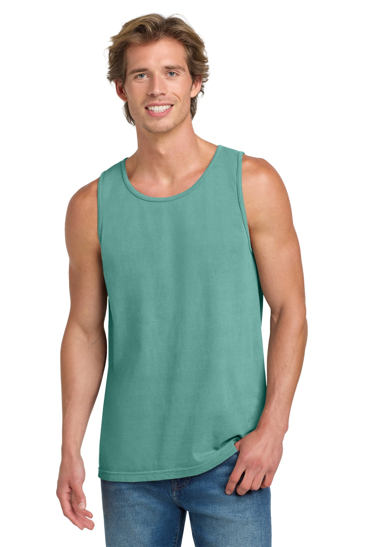 Custom Seafoam Heavyweight Ring Spun Tank Top 9360, personalized by SanCanDo Swag in Argyle, TX