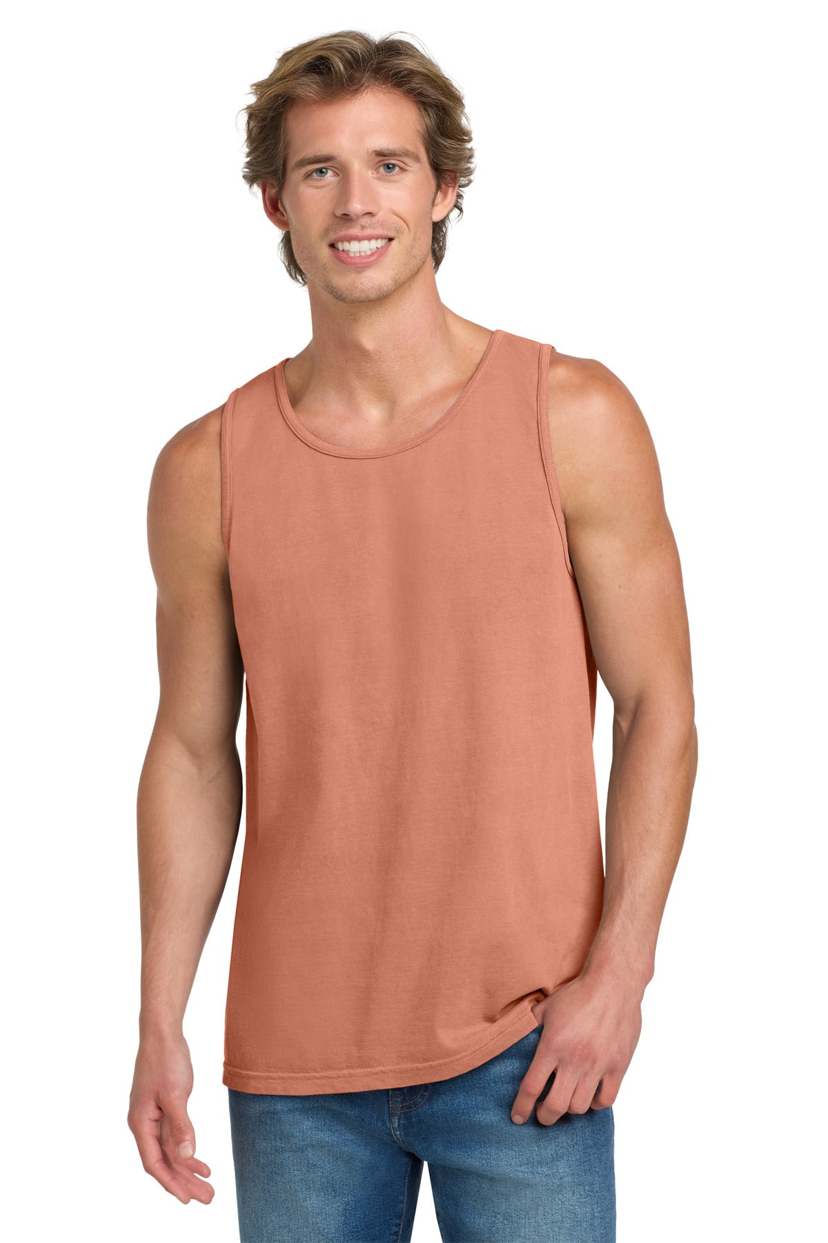 Custom Terracotta Heavyweight Ring Spun Tank Top 9360, personalized by SanCanDo Swag in Argyle, TX