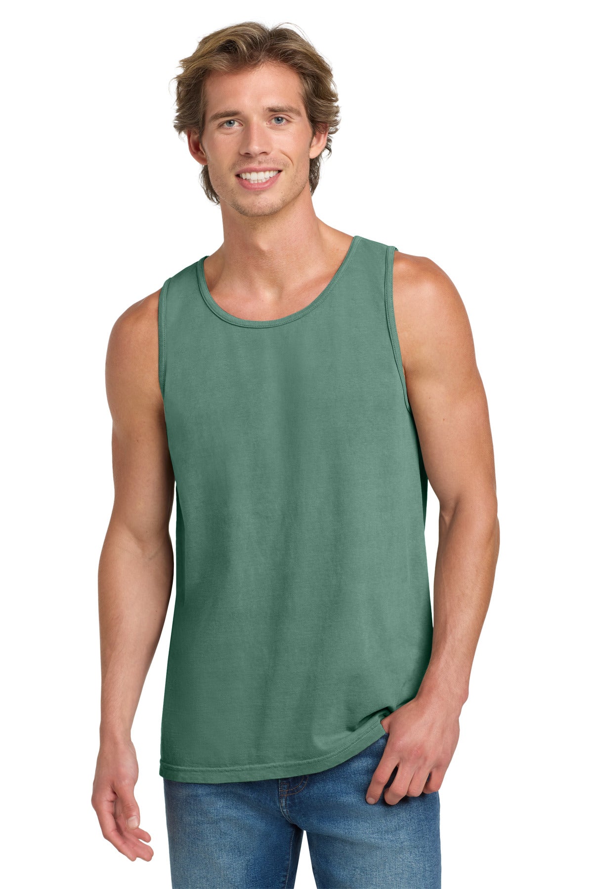 Custom Light Green Heavyweight Ring Spun Tank Top 9360, personalized by SanCanDo Swag in Argyle, TX