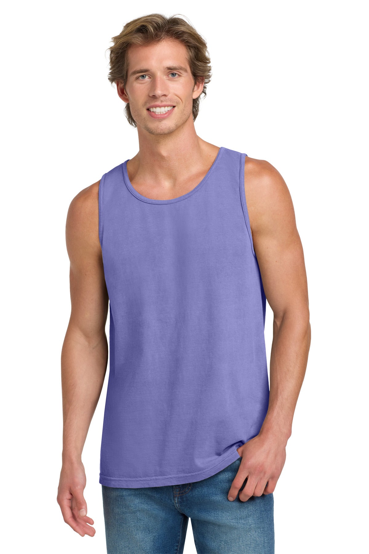 Custom Violet Heavyweight Ring Spun Tank Top 9360, personalized by SanCanDo Swag in Argyle, TX