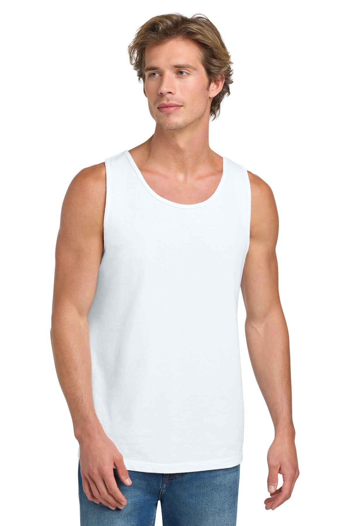 Custom White Heavyweight Ring Spun Tank Top 9360, personalized by SanCanDo Swag in Argyle, TX
