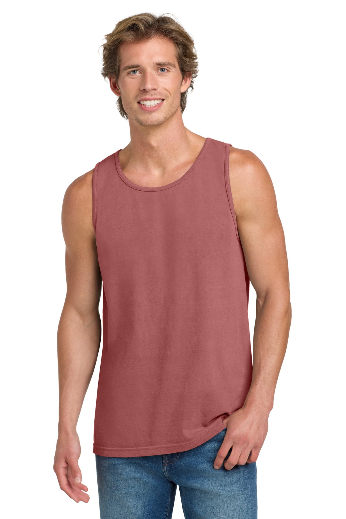 Custom Crimson Heavyweight Ring Spun Tank Top 9360, personalized by SanCanDo Swag in Argyle, TX