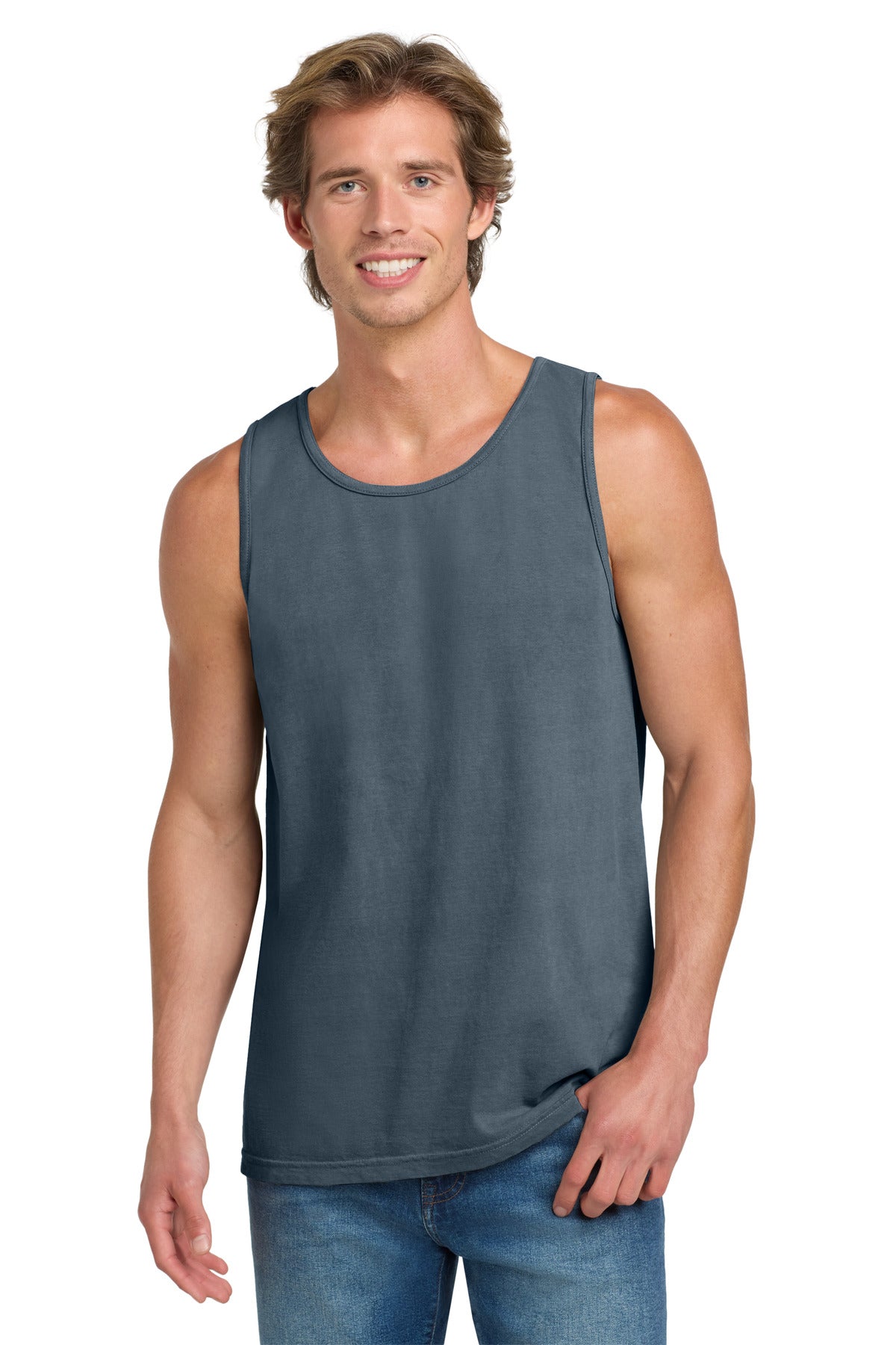 Custom Denim Heavyweight Ring Spun Tank Top 9360, personalized by SanCanDo Swag in Argyle, TX