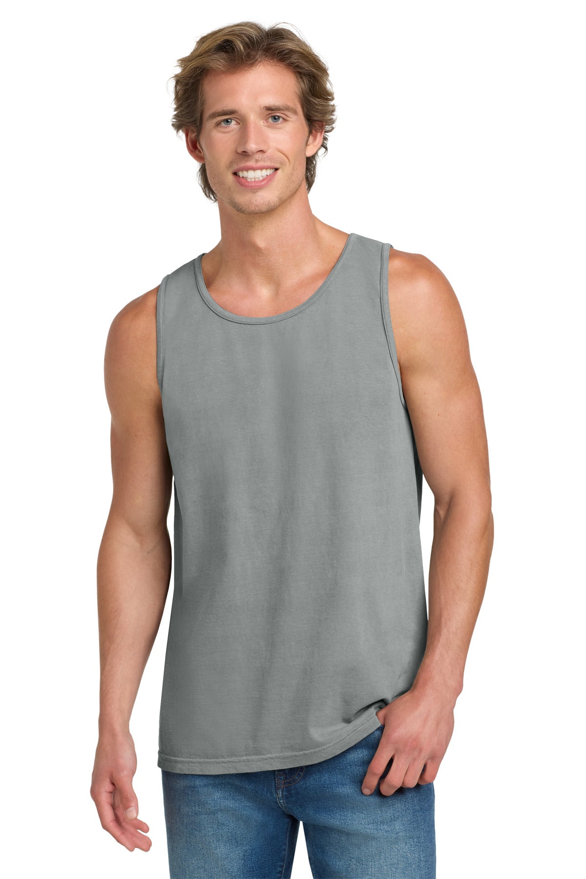 Custom Granite Heavyweight Ring Spun Tank Top 9360, personalized by SanCanDo Swag in Argyle, TX