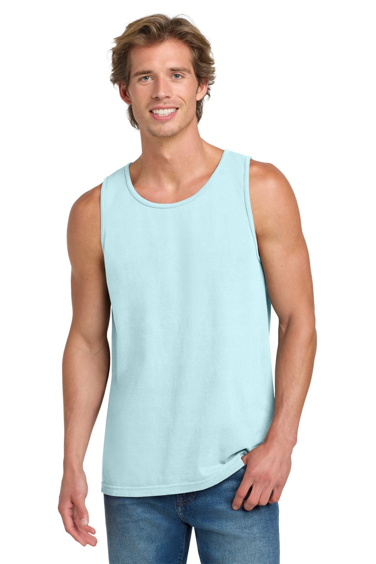 Custom Chambray Heavyweight Ring Spun Tank Top 9360, personalized by SanCanDo Swag in Argyle, TX