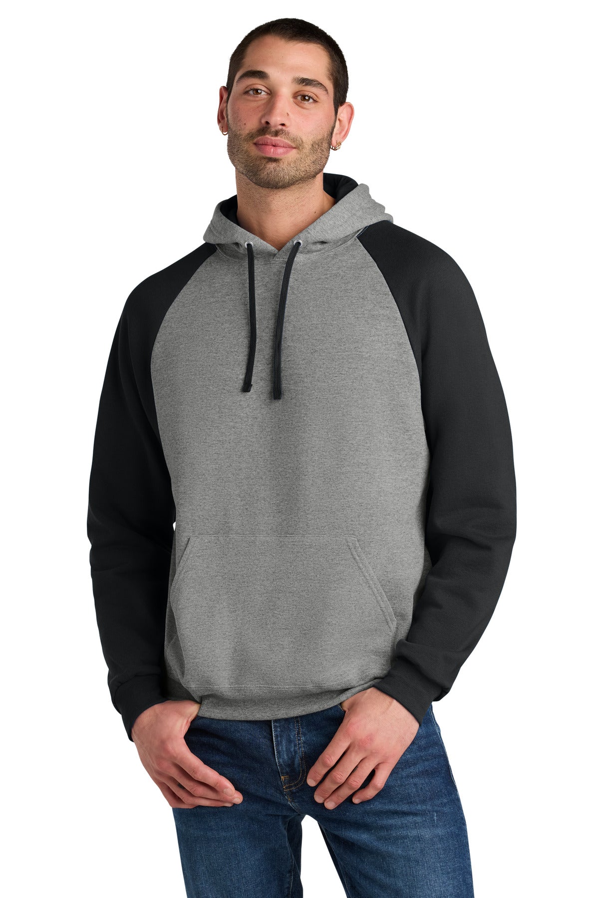 Custom Oxford/ Black Colorblock Raglan Hoodie Sweatshirt 96C, personalized by SanCanDo Swag in Argyle, TX
