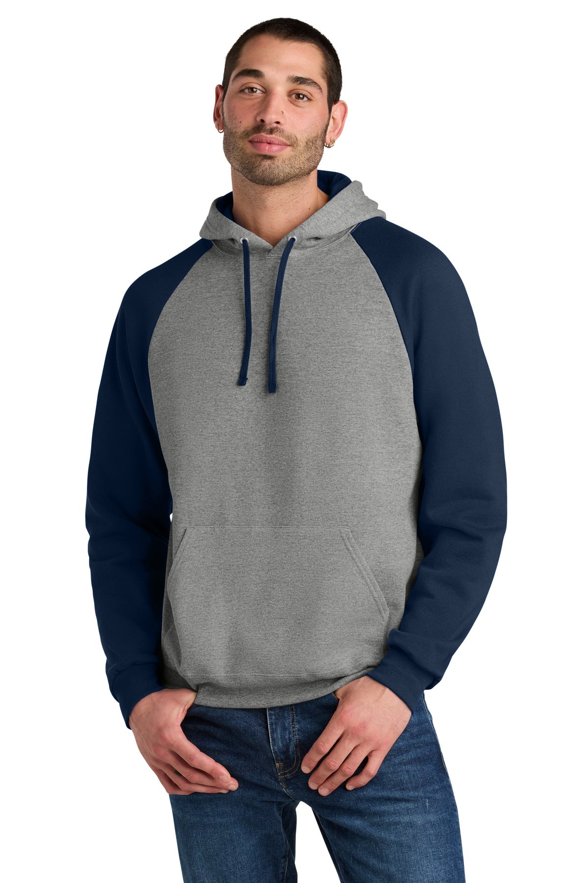 Custom Oxford/ J. Navy Colorblock Raglan Hoodie Sweatshirt 96C, personalized by SanCanDo Swag in Argyle, TX