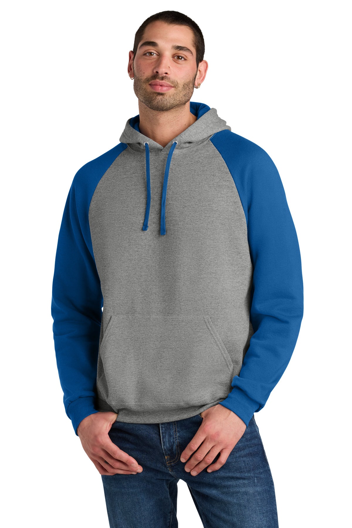 Custom Oxford/ Royal Colorblock Raglan Hoodie Sweatshirt 96C, personalized by SanCanDo Swag in Argyle, TX
