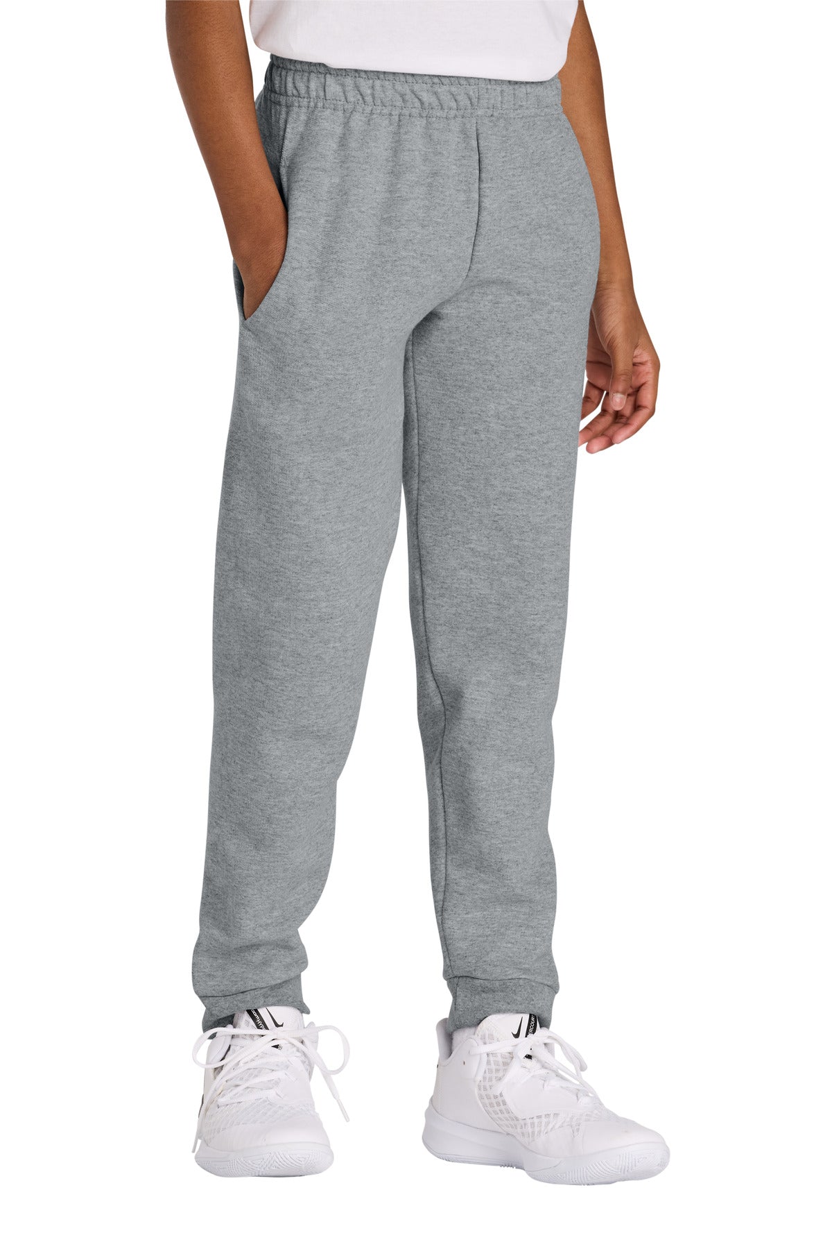 Custom Athletic Heather Youth NuBlend Jogger Sweatpant 975B, personalized by SanCanDo Swag in Argyle, TX