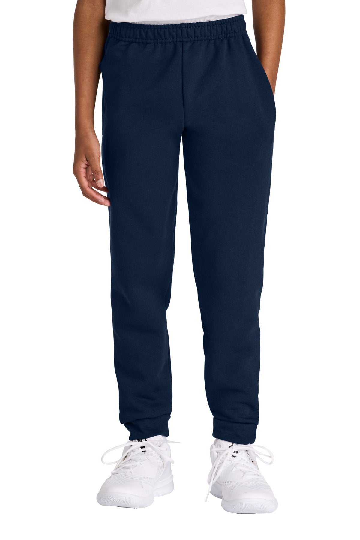 Custom J. Navy Youth NuBlend Jogger Sweatpant 975B, personalized by SanCanDo Swag in Argyle, TX