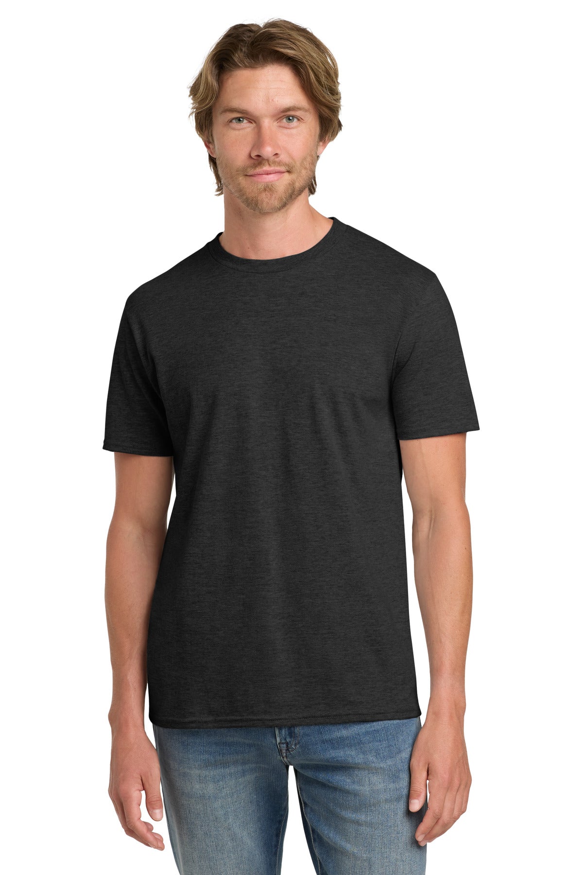 Custom Heather Dark Grey 100% Ring Spun Cotton Tee 980, personalized by SanCanDo Swag in Argyle, TX