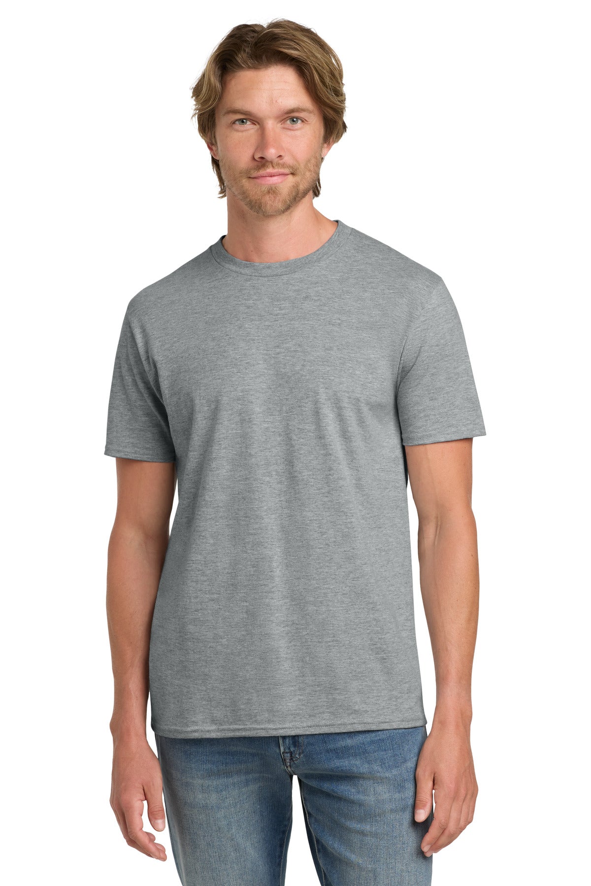 Custom Heather Grey 100% Ring Spun Cotton Tee 980, personalized by SanCanDo Swag in Argyle, TX