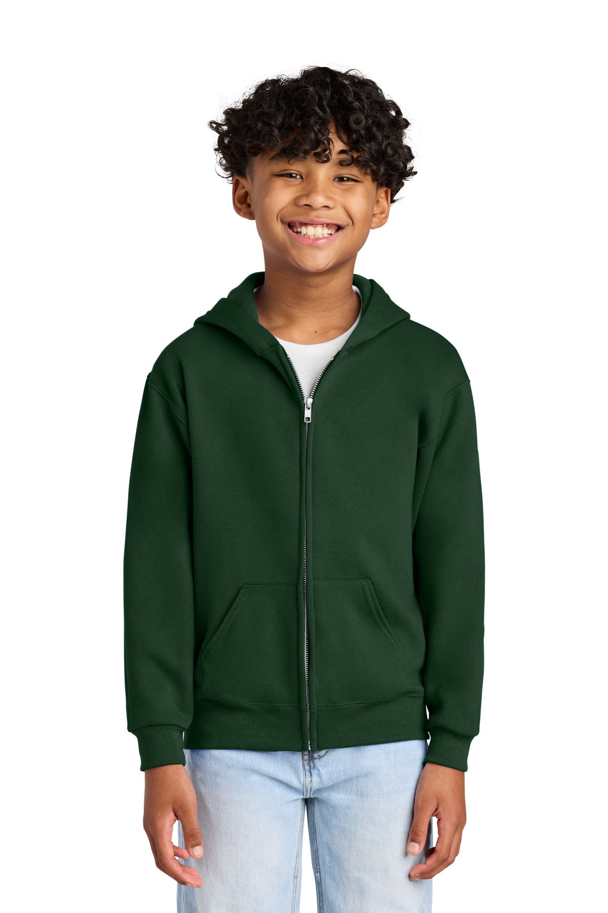 Custom Forest Green Youth NuBlend Full-Zip Hoodie 993B, personalized by SanCanDo Swag in Argyle, TX